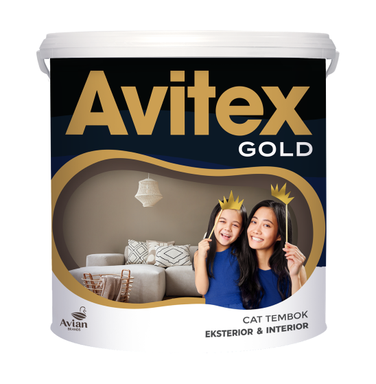 Kaleng Cat Multifungsi Avitex Gold untuk Interior dan Eksterior Rumah.