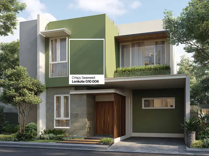 Cat eksterior warna charcoal olive memberikan kesan maskulin dan alami