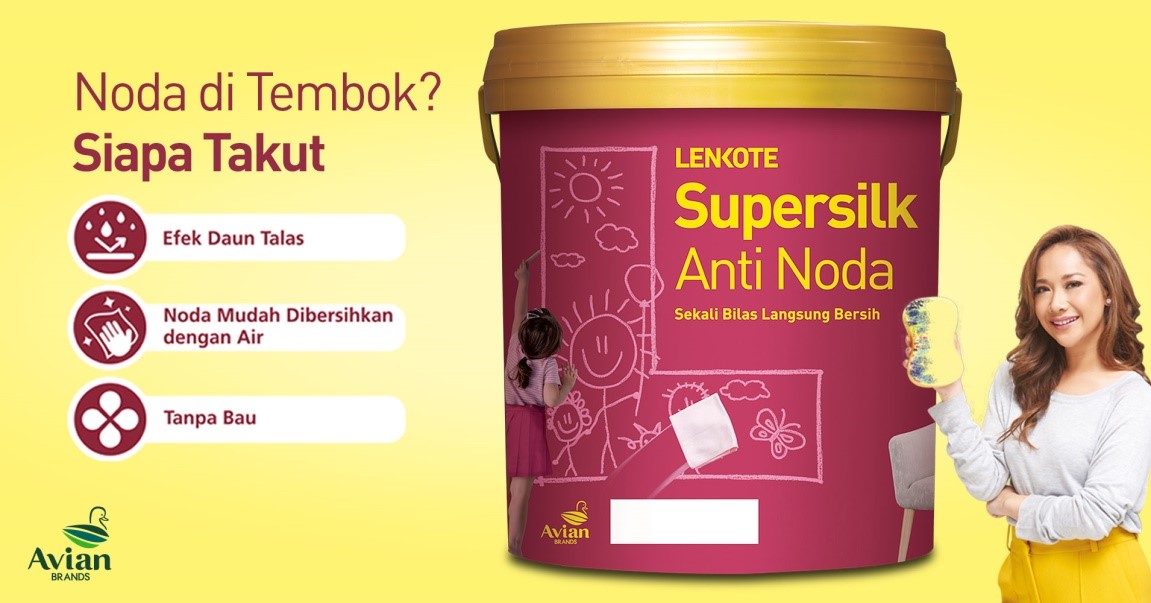 Alt text: cat mudah dibersihkan? pakai cat supersilk anti noda